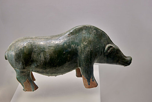 汉代,绿釉陶猪