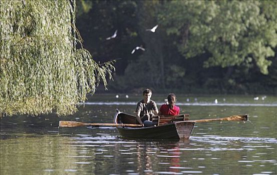 慕尼黑,2005年,划艇,湖,英式花园