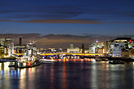 伦敦,天际线,泰晤士河,风景,光亮,伦敦桥,军舰,贝尔法斯特,博物馆