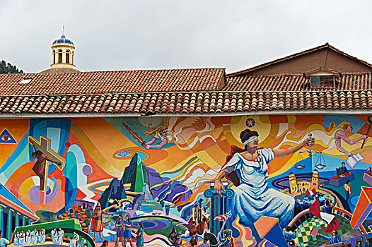 壁画,户外,建筑,库斯科,秘鲁