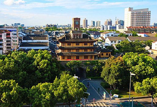 城楼,城门,大门,俯瞰,全景