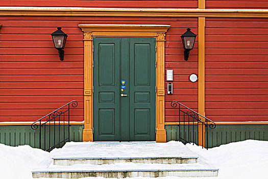 入口,门,历史,城镇中心,特罗姆瑟,挪威,欧洲