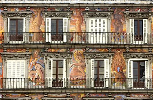 壁画,马约尔广场,马德里,西班牙