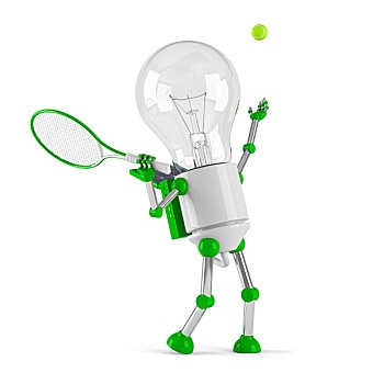 太阳能,电灯泡,机器人,网球
