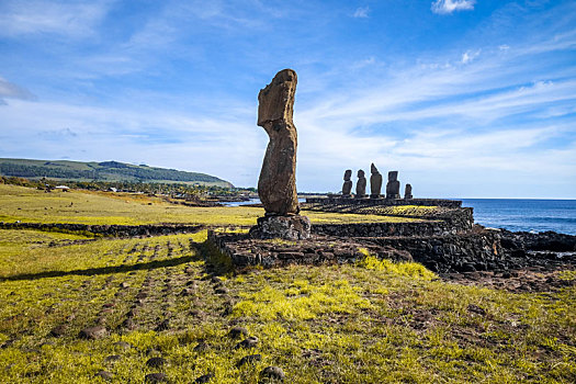 复活节岛石像,雕塑,阿胡塔哈伊,复活节岛