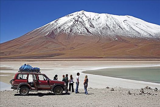 年轻,旅行者,泻湖,玻利维亚,靠近,边界,智利,南美