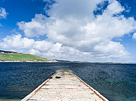 码头,靠近,设得兰群岛,大陆,苏格兰,英国,大幅,尺寸