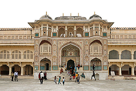 宫殿,琥珀堡,皇宫,靠近,斋浦尔,拉贾斯坦邦,印度,亚洲