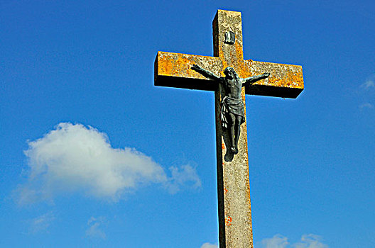 路边,十字架,耶稣,巴登符腾堡,德国,欧洲
