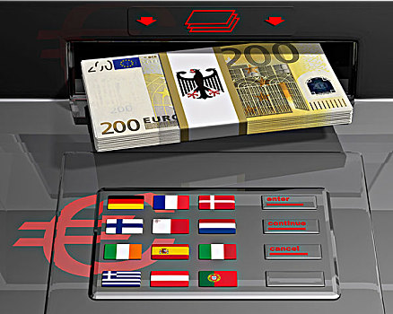 自动柜员机,旗帜,欧盟,象征,图像,欧元,救助,包装,插画
